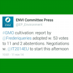 GMO cultivation report by Frédérique Ries adopted with 53 votes to 11 and 2 abstentions